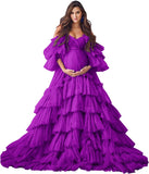 Niulatu Tulle Robe Maternity Dress for Photoshoot Sheer Bridal Lingerie Wedding Gown Long Baby Shower Pregnancy HZ1007