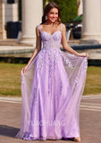 Niulatu Applique Tulle Prom Dresses for Women 2025 Spaghetti Straps Ball Gown Formal Evening Party Gown with HZ1007