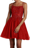 Niulatu Lace Beaded Tulle Homecoming Dresses Short Square Neck Prom Dress Spaghetti Straps Party HZ1007