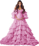 Niulatu Tulle Robe Maternity Dress for Photoshoot Sheer Bridal Lingerie Wedding Gown Long Baby Shower Pregnancy HZ1007