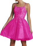 Niulatu Lace Beaded Tulle Homecoming Dresses Short Square Neck Prom Dress Spaghetti Straps Party HZ1007