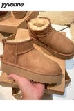 Niulatu Women's Boots Wool Anti-skid Snow Boot Women's Mini Short Boots Warm Winter Thickened Women's Shoes Botas Mujer Ladies DJSE
