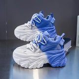 Niulatu Summer Breathable Mesh Sneakers Hidden Increasing Sport Shoes Woman Wedge Casual Chunky Shoes High Platform Shoes 8CM DJSE