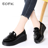 Niulatu Women Loafers Spring Autumn Black Patent Leather Slip-on Retro Fringe Tassel Sweet Casual Flats platform Shoes Lady DJSE