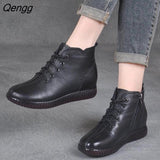 Niulatu Women's Boots 2025 Autumn Short Boots Casual Thick-soled Mother Boots All-match Women Shoes Zipper Bare Boots Soft Comfortable DJSE