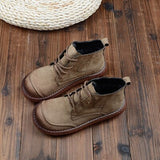 Niulatu Short Boots Japanese Thick-Sole Students Doll Shoes Mori Round Head Lace-Up Ankle Boots College Wind Womens Boots DJSE