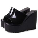 Niulatu Hot Sale Ladies Pumps Solid Slip On Open Toe Platform Sandals Women Wedges Casual Concise Outside Shoes Woman DJSE