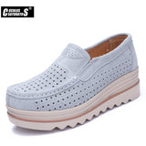 Niulatu Women Flat Platform Shoes Flats Women Cut-out Suede Leather Slip on Thick Heels Loafers Ladies Creepers Women 509 DJSE