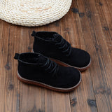 Niulatu Short Boots Japanese Thick-Sole Students Doll Shoes Mori Round Head Lace-Up Ankle Boots College Wind Womens Boots DJSE