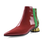 Niulatu Women's Mixed Color Ankle Boots 2025 Winter Concise Pointed Toe Genuine Leather shoes Ladies Short Boot size 43 FT1674 DJSE