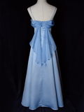 Niulatu Blue Satin Spaghetti Straps Evening Gown A Line Long Party Dress Prom Dress HZ1007