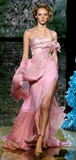 Niulatu Pink Chiffon Appliques Party Prom Dress,A Line Slit Evening Dress HZ1007