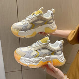 Niulatu Sneakers Women Thick Sole Platform Sports Shoes 2025 Spring Breathable Walking Shoes Women's Vulcanized Shoes DJSE
