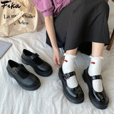 Niulatu Shoes Platform Mary Janes Shoes Patent Leather Women Buckle Strap Dress Shoe zapatos mujer Black shoes for women DJSE