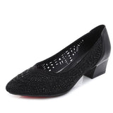 Niulatu new summer fashion pumps cutouts women casual crystal ladies shoes high heels Tenis Feminino genuine leather DJSE