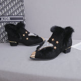 Niulatu In Ladies Winter Fox Boot Fur Boots Women Woman Winter Furry Women's Shoes High Heels platform boots Modern Boots Plush DJSE