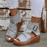 Niulatu Women Summer Sandals Mid Heels Wedges Shoes Ladies Vintage PU Leather Plus Size Sandalias Mujer Sapato Feminino 2025 DJSE