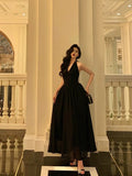 Sexy A Line Halter Black Sleeveless Prom Dresses Party Dress Summer Birthday Outfits 18th Birthday Dresses HZ1214