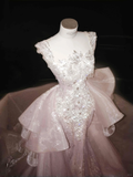 Niulatu Lavender Tulle Beaded Mermaid Prom Dress Formal Evening Dress HZ1007