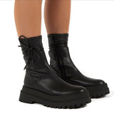 Niulatu New Winter Fashion Boots Women Platform Warm Shoes Mid-Calf Boots Ankle Boots Zipper Leather Boots Women Botas Mujer 109 DJSE