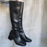 Niulatu Long Boots Woman Knee High Booties Ladies Shoes Platform Thick Heel PU Leather Soft Zipper Woman Fashion Winter 2025 DJSE