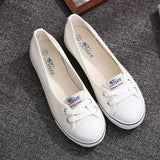 Niulatu Women Casual Flats Lace up Shallow Shoes Autumn 2025 Fashion Comfortable Female Canvas Loafers Vulcanized Shoes Ladies Footwear DJSE