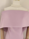 Niulatu A line Off The Shoulder Lilac Vacation Dress Satin Women Dresses SD172