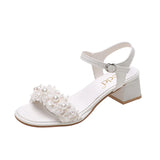 Niulatu Open Toe Women's Shoes 2025 New Fashion Shoes Women's Thick Heel Outer Wear Casual All-match Sandals Women Adult DJSE