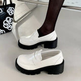 Niulatu Woman High Heels Pumps Chaussure Femme Patent Leather College Shoes Lolita Cosplay Platform Chunky Sole Loafers DJSE