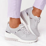 Niulatu Women's Shoes 2025 Summer Wedge Platform Casual Shoes Women Lace Up Sports Shoes Woman Plus Size Non Slip Breathable Sneaker DJSE