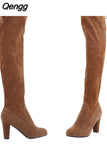 Niulatu Women Boot Fashion Suede Women Over The Knee Boot Lace Up Sexy High Heels Shoes Woman Slim Thigh High boot Women fr5 DJSE