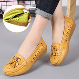 Niulatu Women Shoes Flats Genuine Leather Slip On Shoes For Women Slipony Loafers Nurse Ballerina Tassel Platform Shoes Ladies Plus Size DJSE