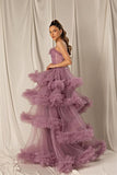 Niulatu A-line Tiered Spaghetti-Straps Long Prom HZ1007