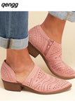 Niulatu 2012 Fashion Women Boots Spring Summer Block Low Heel Ladies Booties PU Leather Hollow Out Ankle Platform shoes DJSE