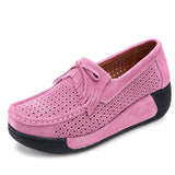 Niulatu Women Casual Shoes Genuine Leather Holes Platform Women Sneakers Shoes Cutout Suede Slip On Shoes Woman WSH3351 DJSE
