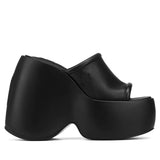 Niulatu Women Brand Platform Sandals Shoes Strappy Heels Wegdes Heeled Shoes Design Punk Cool Chunky Buckle Casual Black White Shoes DJSE