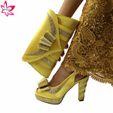 Niulatu New Arrivals Spring INS Hot Sale Italian Design Shoes Matching Bag Set in Yellow Color High Quality Slingbacks Sandals DJSE