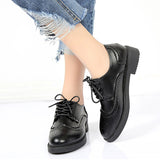 Niulatu Women Brogue Shoes Oxford Flats Autumn Spring Woman Full Black Office Ladies Female Derby Shoes DJSE