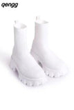 Niulatu Couple Sock Shoes Women Thick-soled Casual fly woven mesh Knitted Short Boots female Floater sneakers women s DJSE