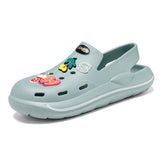 Niulatu Summer Sandals Couple Women Garden Shoes Green Cartoon Clogs Woman Slip On Sandals Comfort Nursing Shoes Flat Slippers DJSE