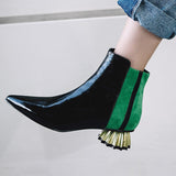 Niulatu Women's Mixed Color Ankle Boots 2025 Winter Concise Pointed Toe Genuine Leather shoes Ladies Short Boot size 43 FT1674 DJSE