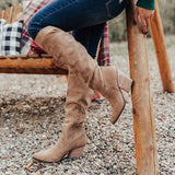 Niulatu Women Shoes Sexy High Pointed Toe Solid Color Slip-On Flock Warm Over The Knee Boots Ladies Mature Party Elegant Boots DJSE