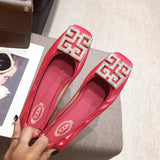 Niulatu Shoes Women Flat Autumn Square Head Shallow Shoes Women Size 4.5-9.5 Flat Loafers Ladies Shoes DJSE