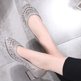 Niulatu 2025 New Summer Fashion Pumps Cut-outs Women Crystal Casual Ladies Shoes High Heels Tenis Feminino Genuine Leather DJSE