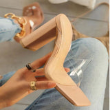 Niulatu Summer New Fashion Apricot Sandals Women Mules High Heels Slippers Sandals Sexy Square Open-toed Heel High Shoes DJSE