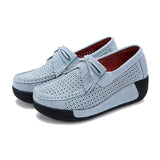 Niulatu Women Casual Shoes Genuine Leather Holes Platform Women Sneakers Shoes Cutout Suede Slip On Shoes Woman WSH3351 DJSE