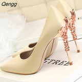 Niulatu Women pumps Sexy Pointed toe Luxury Metal high heels shoes woman Spring Summer Women party wedding shoes High heels Zapatos DJSE