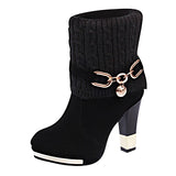 Niulatu Women's boots high-heeled female boots 2025 winter new thick with shoes frosted wool in the Women's shoes Wedding DJSE