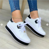 Niulatu Women's 2025 Fashion Plus Size 43 Ladies Casual Vulcanized Shoes Lace Up Thick Sole Sneakers Women's Shoes DJSE