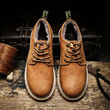 Niulatu 2025 Men Casual Shoes Men Martins Leather Shoes Work Safety Shoes Winter Waterproof Ankle Botas Brogue Plus Size DJSE